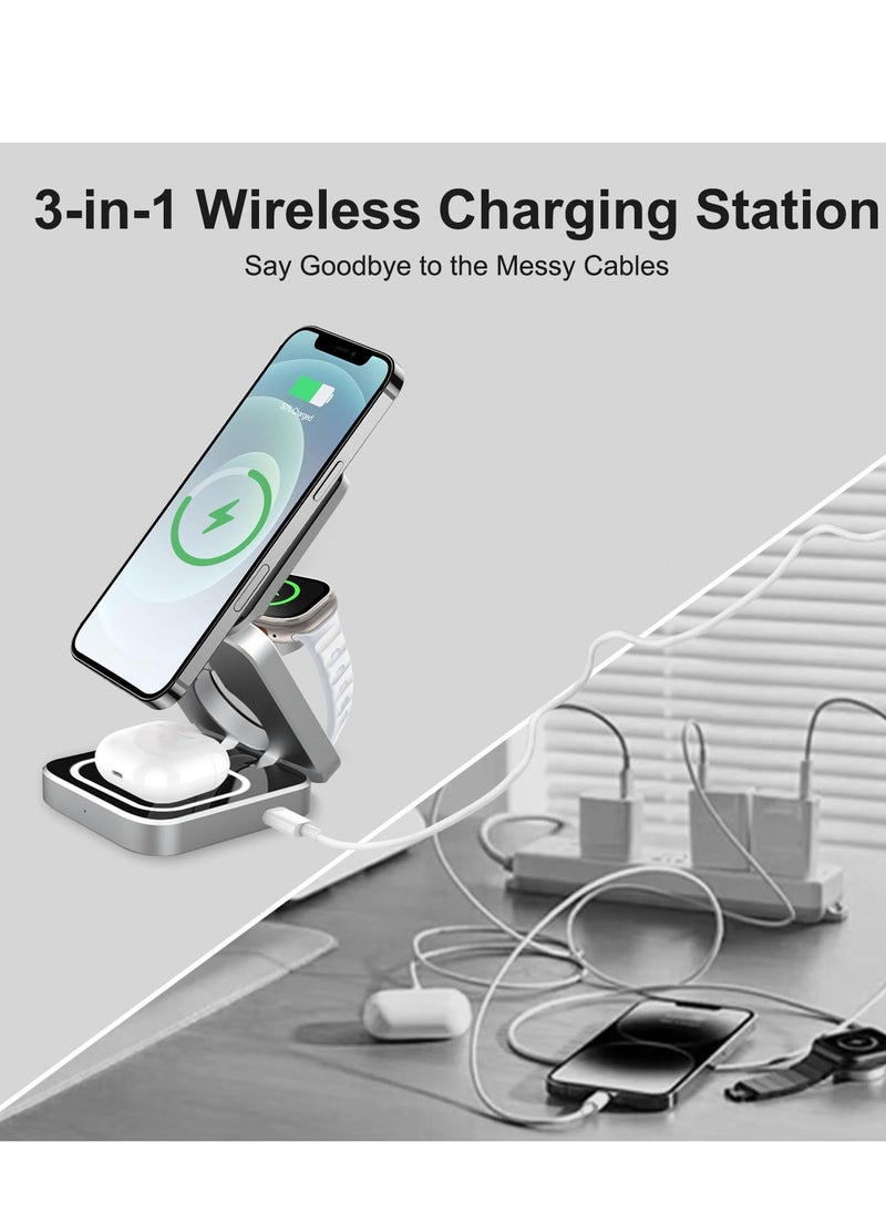 spa luxetique - 3 in 1 Charging Wireless Station for Apple, Foldable Travel Fast Wireless Charger Compatible with iPhone 16 15 14 13 12 Pro/Max/Plus, for Apple Watch 10-1/SE/Ultra/Ultra 2, AirPods 4/3/2/Pro - Image 1