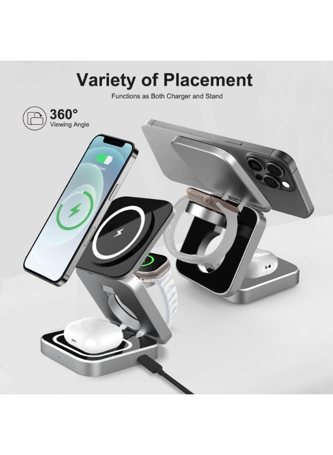 spa luxetique 3 in 1 Charging Wireless Station for Apple, Foldable Travel Fast Wireless Charger Compatible with iPhone 16 15 14 13 12 Pro/Max/Plus, for Apple Watch 10-1/SE/Ultra/Ultra 2, AirPods 4/3/2/Pro - Image 2