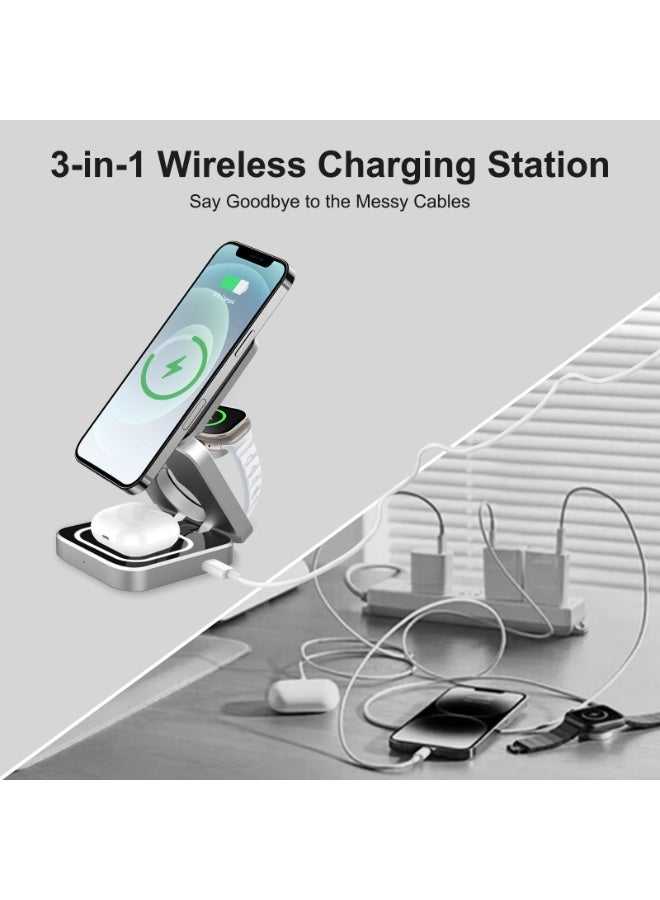 spa luxetique 3 in 1 Charging Wireless Station for Apple, Foldable Travel Fast Wireless Charger Compatible with iPhone 16 15 14 13 12 Pro/Max/Plus, for Apple Watch 10-1/SE/Ultra/Ultra 2, AirPods 4/3/2/Pro - Image 4