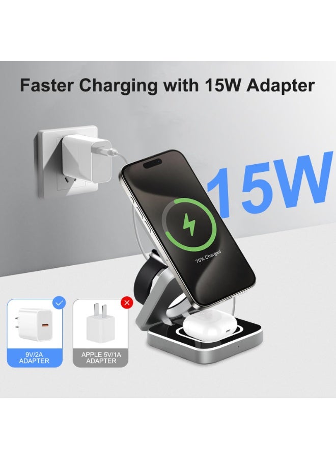 spa luxetique 3 in 1 Charging Wireless Station for Apple, Foldable Travel Fast Wireless Charger Compatible with iPhone 16 15 14 13 12 Pro/Max/Plus, for Apple Watch 10-1/SE/Ultra/Ultra 2, AirPods 4/3/2/Pro - Image 3