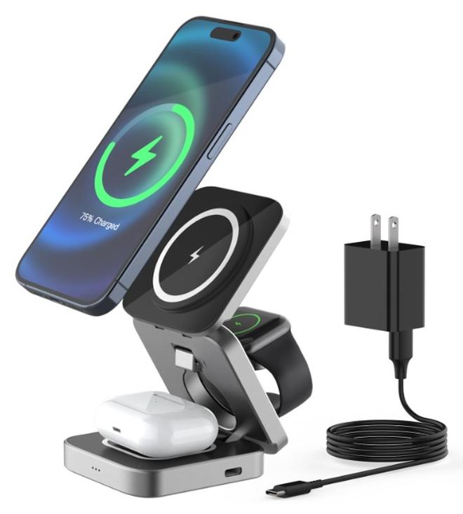 spa luxetique 3 in 1 Charging Wireless Station for Apple, Foldable Travel Fast Wireless Charger Compatible with iPhone 16 15 14 13 12 Pro/Max/Plus, for Apple Watch 10-1/SE/Ultra/Ultra 2, AirPods 4/3/2/Pro - Image 1