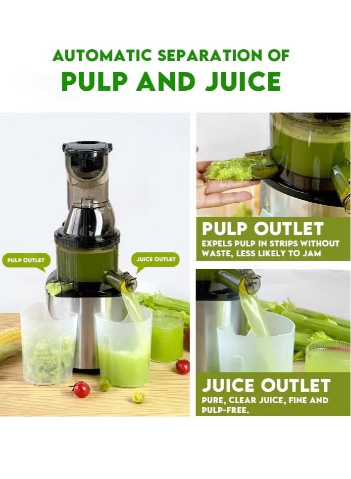 تيلانبو عصارة بطيئة المضغ، آلة عصر بارد مع مجرى تغذية عريض 3 بوصات للفواكه والخضروات الكاملة، احتفاظ عالي بالعناصر الغذائية، سهلة التنظيف، محرك هادئ للعصير وحليب فول الصويا والمزيد - Image 2