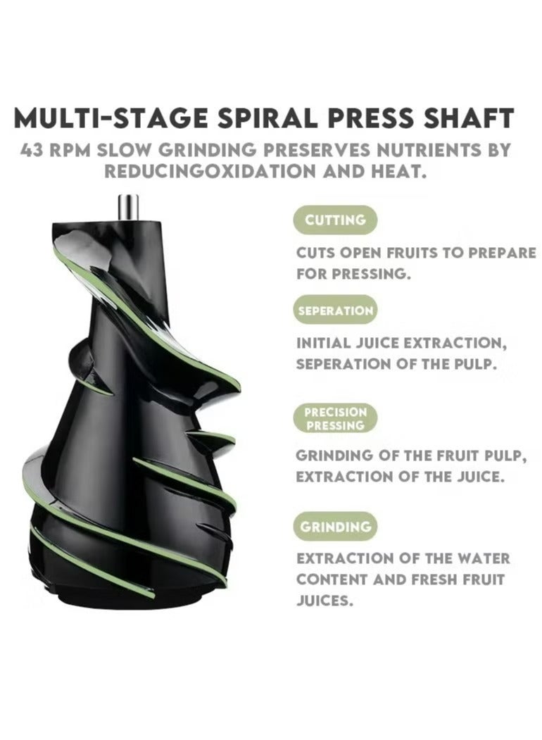 تيلانبو عصارة بطيئة المضغ، آلة عصر بارد مع مجرى تغذية عريض 3 بوصات للفواكه والخضروات الكاملة، احتفاظ عالي بالعناصر الغذائية، سهلة التنظيف، محرك هادئ للعصير وحليب فول الصويا والمزيد - Image 3