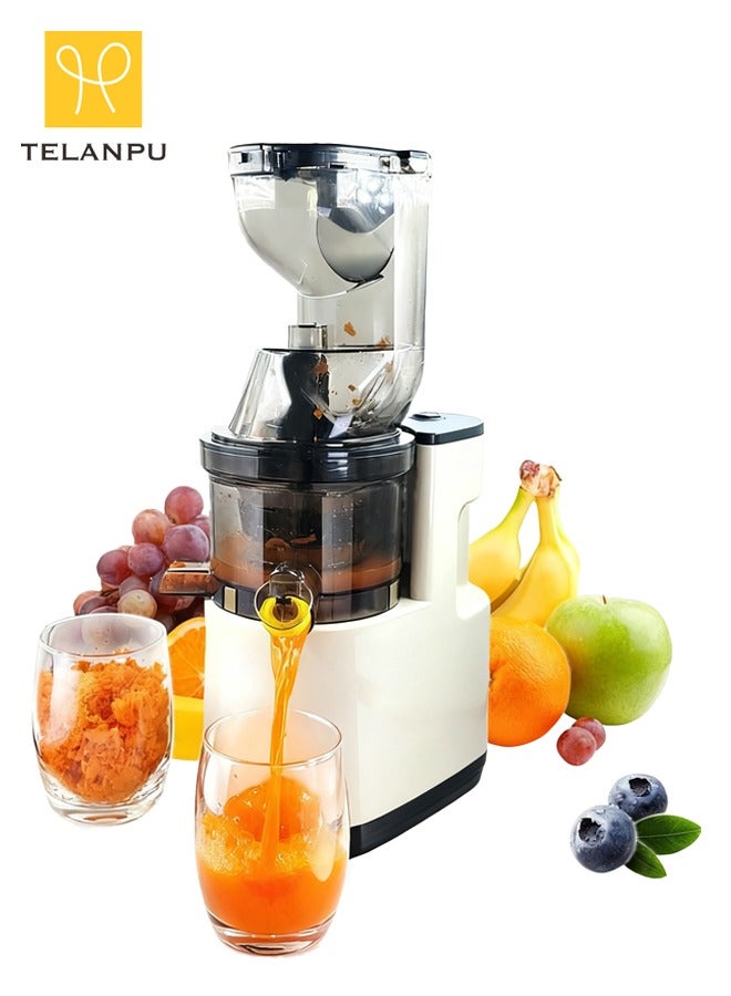 تيلانبو عصارة بطيئة المضغ، آلة عصر بارد مع مجرى تغذية عريض 3 بوصات للفواكه والخضروات الكاملة، احتفاظ عالي بالعناصر الغذائية، سهلة التنظيف، محرك هادئ للعصير وحليب فول الصويا والمزيد - Image 1