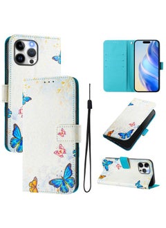 For iPhone 13 Pro Art Colored Drawing Pattern Leather Phone Case(Butterfly house)