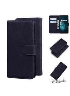 HuHa Case Cover For Realme 5/5S/6i/5i/Narzo 10/Narzo 10A Skin Feel Pure Color Flip Leather Phone Case Black 