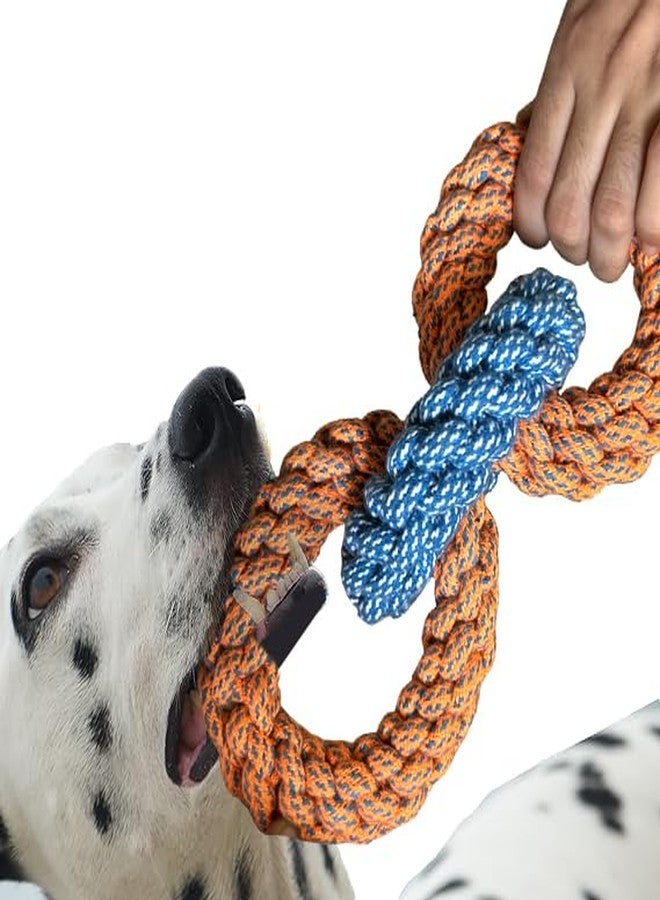 PETSWARE Attractive Dog Toys for Large Dogs & Accessories Toy for Puppies, Pets, Puppy, Medium & Adults, chew Rope Small pups for Playing & Chewing for Labrador Combo(3 Rings) (Orange/Pastel Blue) - Image 1