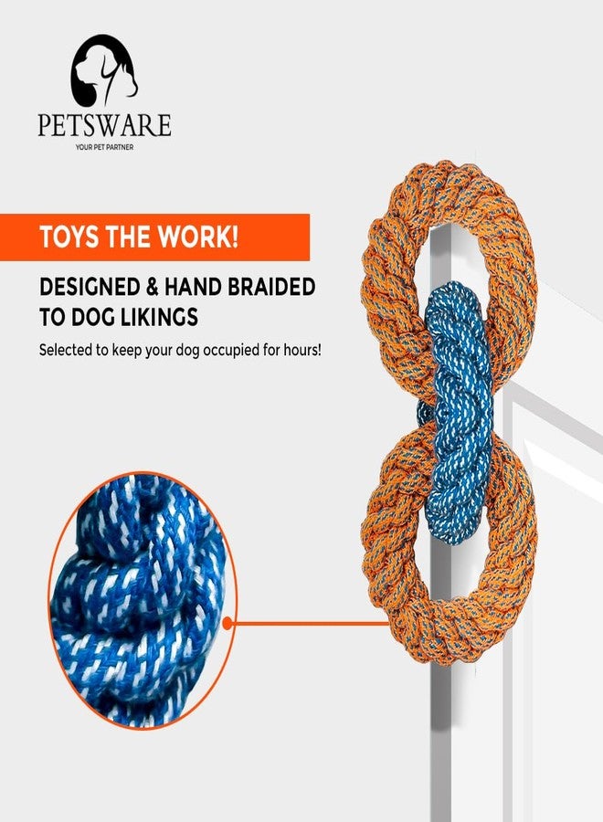 PETSWARE Attractive Dog Toys for Large Dogs & Accessories Toy for Puppies, Pets, Puppy, Medium & Adults, chew Rope Small pups for Playing & Chewing for Labrador Combo(3 Rings) (Orange/Pastel Blue) - Image 2