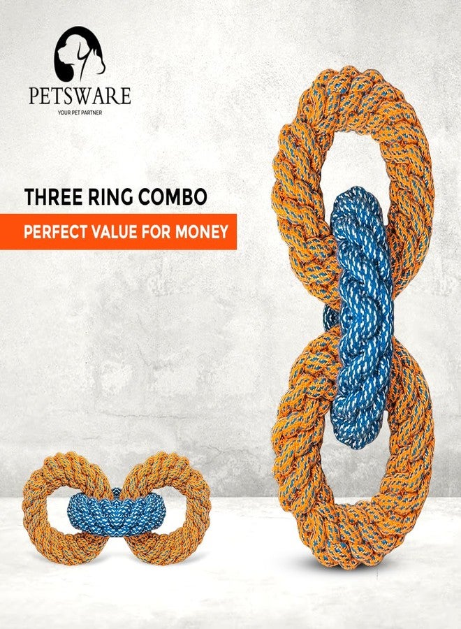 PETSWARE Attractive Dog Toys for Large Dogs & Accessories Toy for Puppies, Pets, Puppy, Medium & Adults, chew Rope Small pups for Playing & Chewing for Labrador Combo(3 Rings) (Orange/Pastel Blue) - Image 4