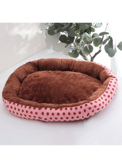 Kuber Industries Dog & Cat Bed|Soft Plush Top Pet Bed|Medium Washable Dog Bed|Circular Cat Bed With Rise-Edge Pillow|Qy039Pc-L|Pink & Coffee  - Image 1
