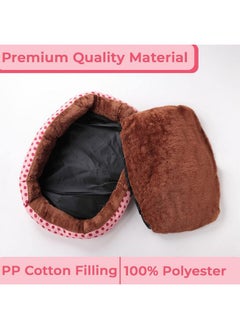 Kuber Industries Dog & Cat Bed|Soft Plush Top Pet Bed|Medium Washable Dog Bed|Circular Cat Bed With Rise-Edge Pillow|Qy039Pc-L|Pink & Coffee  - Image 2