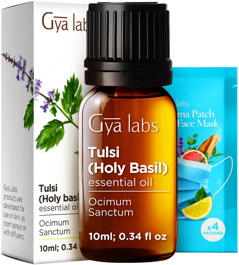 Gya Labs Holy Basil Tulsi Essential Oil 034 Fl Oz for Hair Skin Diffuser Aromatherapy DIY Candle Making Scent