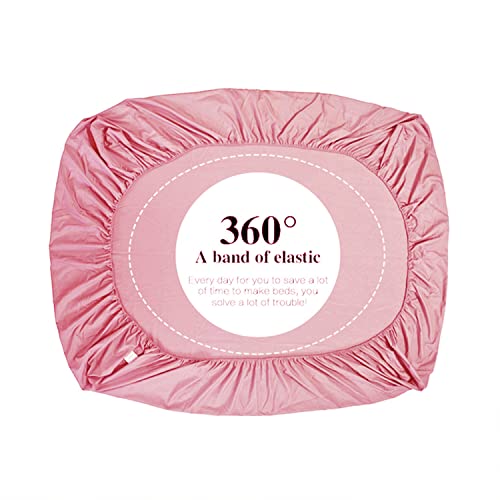 NHNHN Fitted Sheet-Deep Pockets-Soft Microfiber-Easy Care-Shrinkage and Fade Resistant-Fitted Sheets Twin Size for Girl Teens Kids-Only 1 Fitted Sheet (Twin, Blush) - Image 5