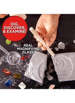 Discovery Kids Discovery Kids Gemstone Dig Stem Science Kit by Horizon Group Usa, Excavate, Dig & Reveal 11 Real Gemstones, Includes Goggles, Excavation Tools, Streak Plate, Magnifying Glass & More  - Image 2