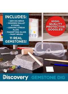 Discovery Kids Discovery Kids Gemstone Dig Stem Science Kit by Horizon Group Usa, Excavate, Dig & Reveal 11 Real Gemstones, Includes Goggles, Excavation Tools, Streak Plate, Magnifying Glass & More  - Image 5