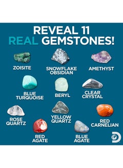 Discovery Kids Discovery Kids Gemstone Dig Stem Science Kit by Horizon Group Usa, Excavate, Dig & Reveal 11 Real Gemstones, Includes Goggles, Excavation Tools, Streak Plate, Magnifying Glass & More  - Image 3