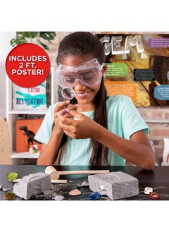 Discovery Kids Discovery Kids Gemstone Dig Stem Science Kit by Horizon Group Usa, Excavate, Dig & Reveal 11 Real Gemstones, Includes Goggles, Excavation Tools, Streak Plate, Magnifying Glass & More  - Image 4
