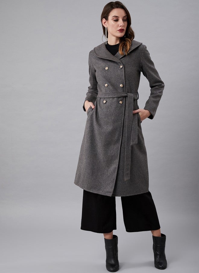 Athena Grey Wool Pea Coat for Women - Image 1