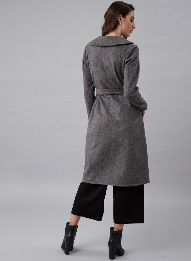 Athena Grey Wool Pea Coat for Women - Image 4
