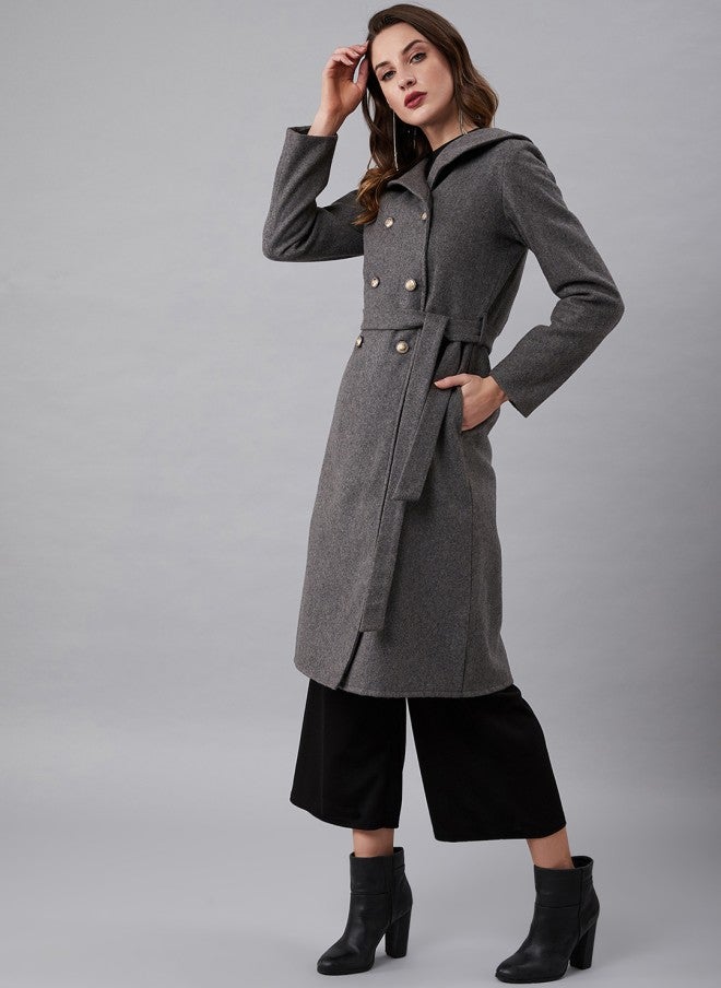Athena Grey Wool Pea Coat for Women - Image 3
