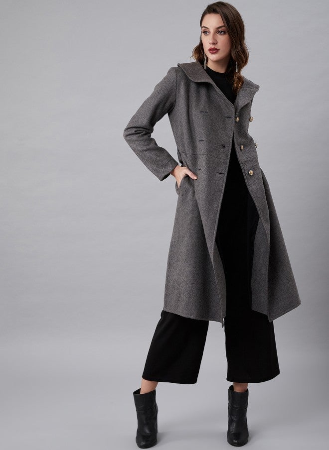 Athena Grey Wool Pea Coat for Women - Image 5