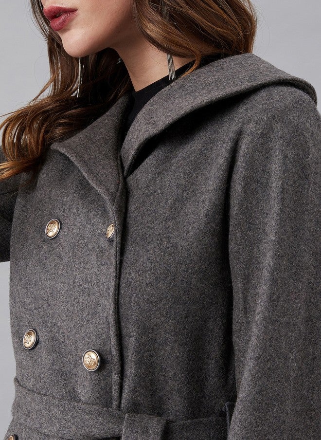 Athena Grey Wool Pea Coat for Women - Image 2