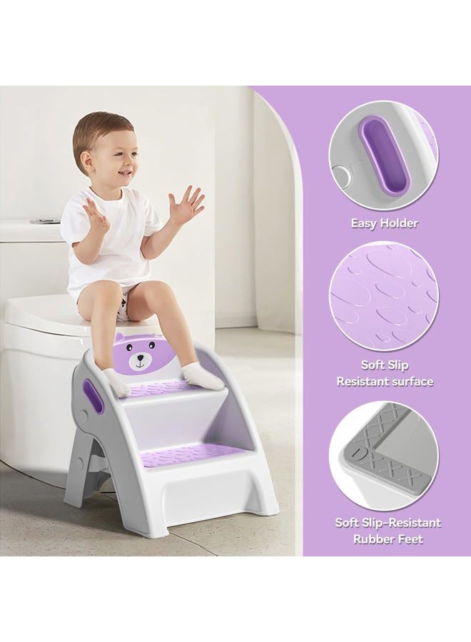 TPN Toddler Step Stool for Bathroom Sink and Potty Training Durable Anti-Slip,Anti-Tip A-Frame,10-Second Assembly, 2-Step Potty Stool with Wide Steps (Purple) - Image 3