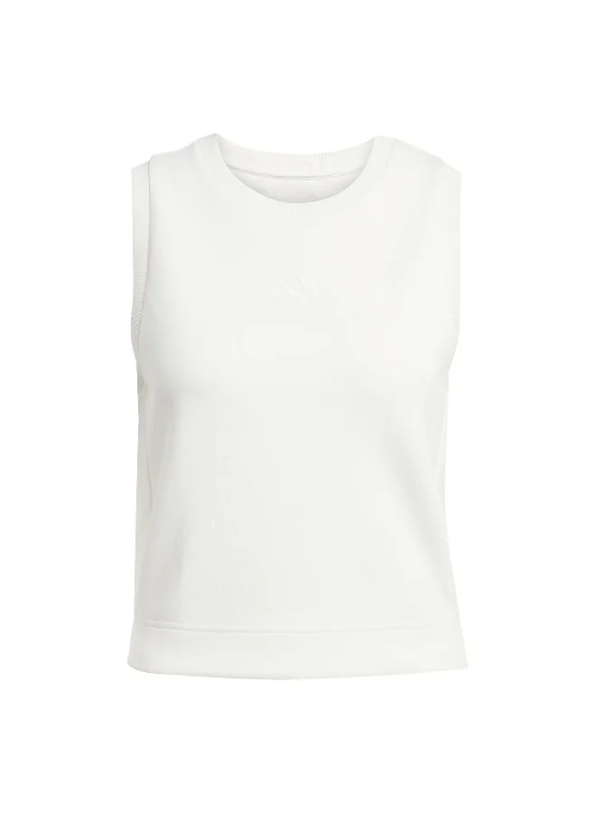 Adidas W All Szn Sl Tk White Training Tops For Women XS
