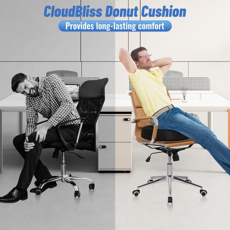CloudBliss Donut Pillow Seat Cushion Chair Pad for Tailbone Pain Relief and Hemorrhoids, Memory Foam Seat Chair Cushion for Postpartum Pregnancy, Seat Cushions for Men and Women for Home & Office, (Black) - Image 5