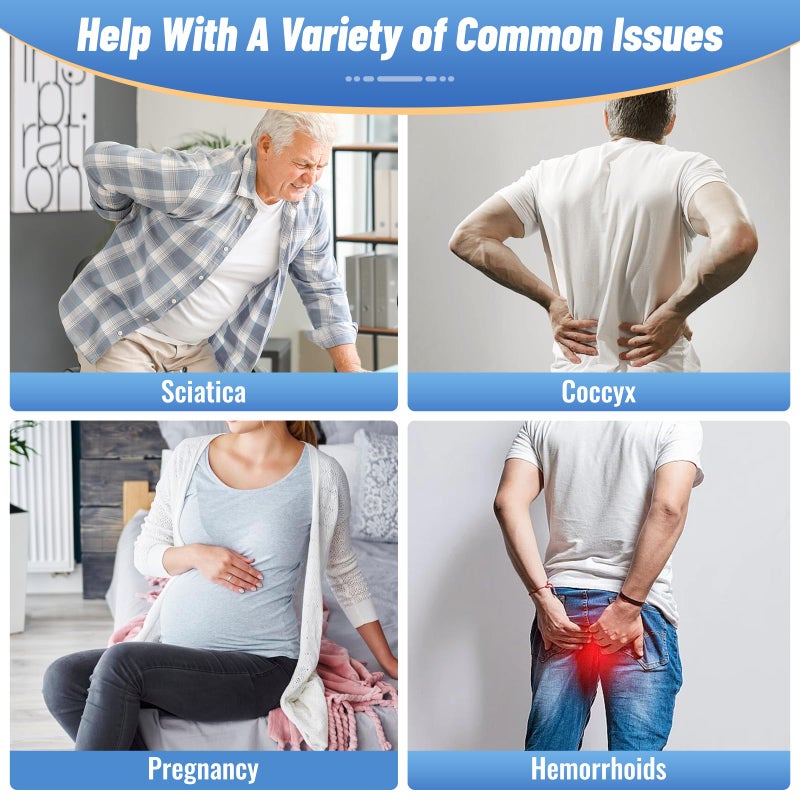 CloudBliss Donut Pillow Seat Cushion Chair Pad for Tailbone Pain Relief and Hemorrhoids, Memory Foam Seat Chair Cushion for Postpartum Pregnancy, Seat Cushions for Men and Women for Home & Office, (Black) - Image 4