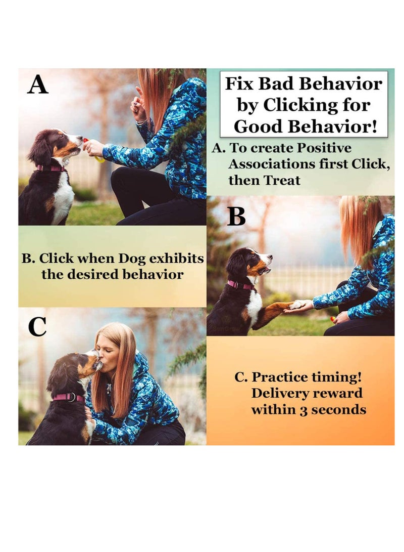 SYOSI 2pcs 2 Color Universal Animal Pet Dog Training Clicker with Wrist Bands Strap, Assorted Color Dog Clickers for Pet Dog Training  Obedience Aid - Image 5