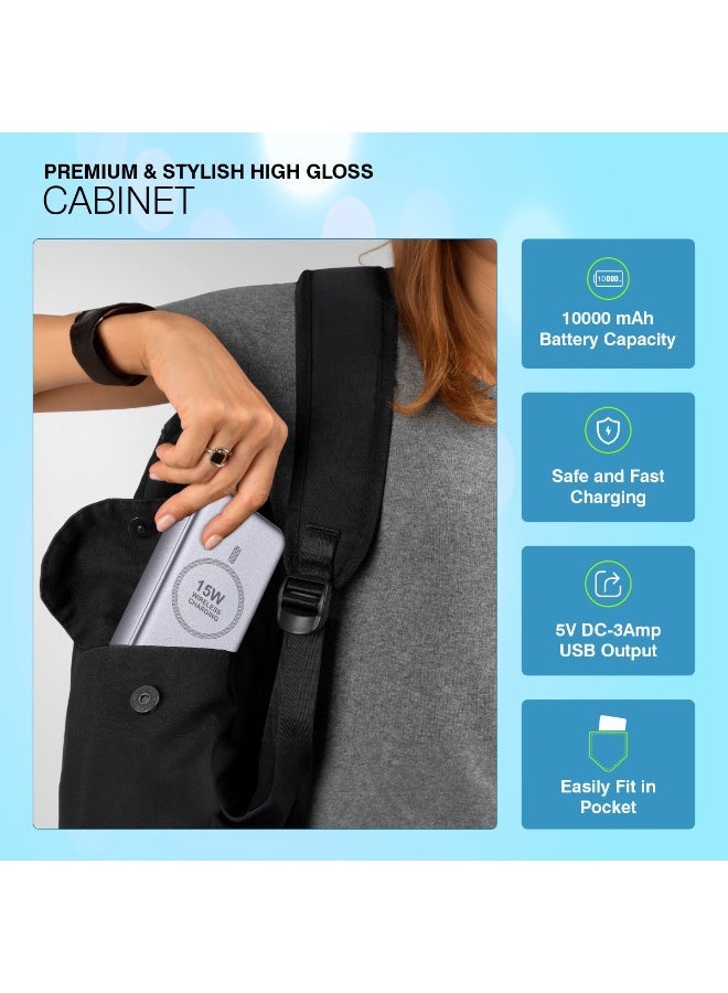 ERD بنك طاقة ERD PBE-607 فاخر وأنيق ولامع بسعة 10000 مللي أمبير، يدعم الشحن السريع، متعدد الاستخدامات، بقوة 15 واط، مزود بمنفذ USB-A ومنفذ USB-C، متوافق مع الشحن اللاسلكي العالمي، مزود بمؤشر شحن، مناسب للهواتف المحمولة وأجهزة الكمبيوتر المحمولة وسماعات الأذن والملحقات الإلكترونية. - Image 5