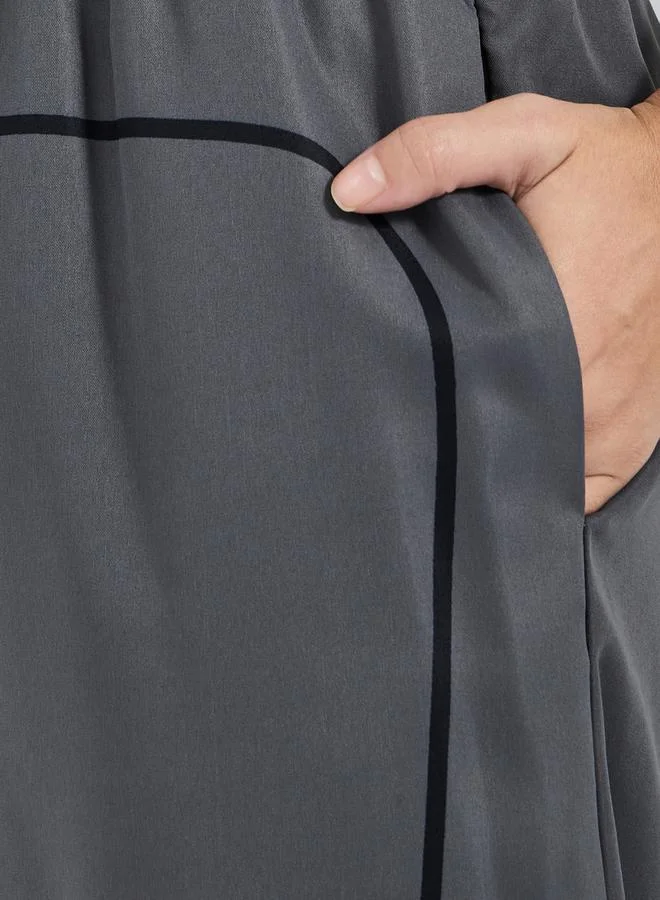 Styli Contrast Piping Detail Toggle Hem Relaxed Fit Pants