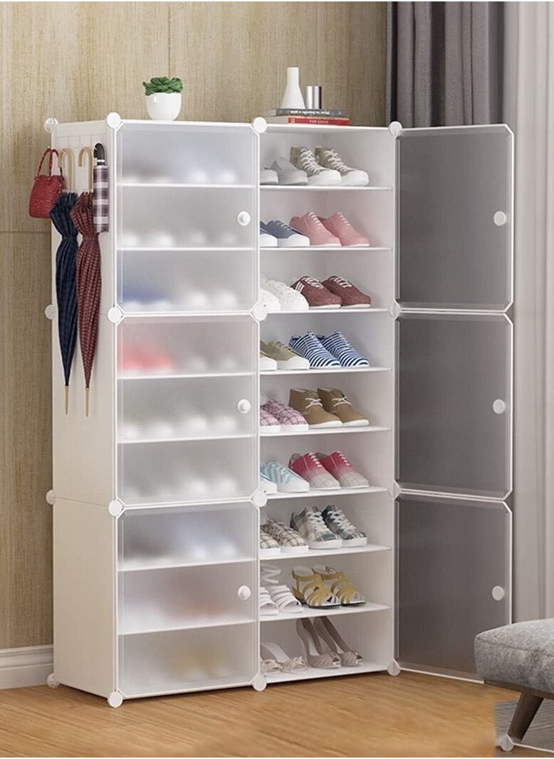 Arabest Premium Shoe Rack Storage Organizer, Expandable Stackable Shoe Cabinet Shelves, White Closet Shoe Racks With Doors For Entryway, Hallway 36 Pairs Of Shoe 139X84X32 Cm - Image 1