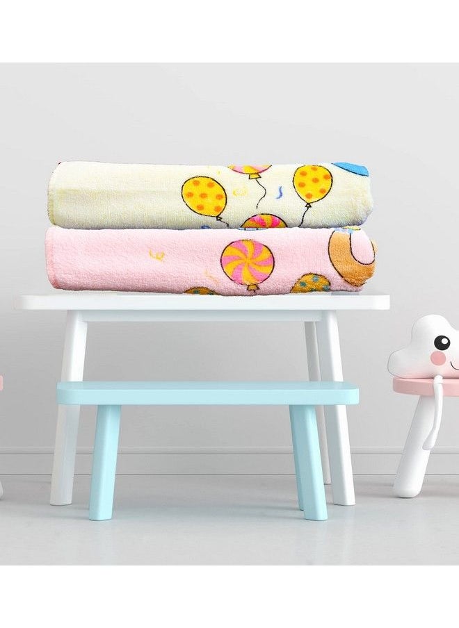 The Little Lookers - Towel For Newborn Baby Kids; Super Soft Baby Bath Towel Set For Infants Bathing Accessories; (02 Years) (Pink & Lemon Pack Of 2(48X84Cm)) - Image 1