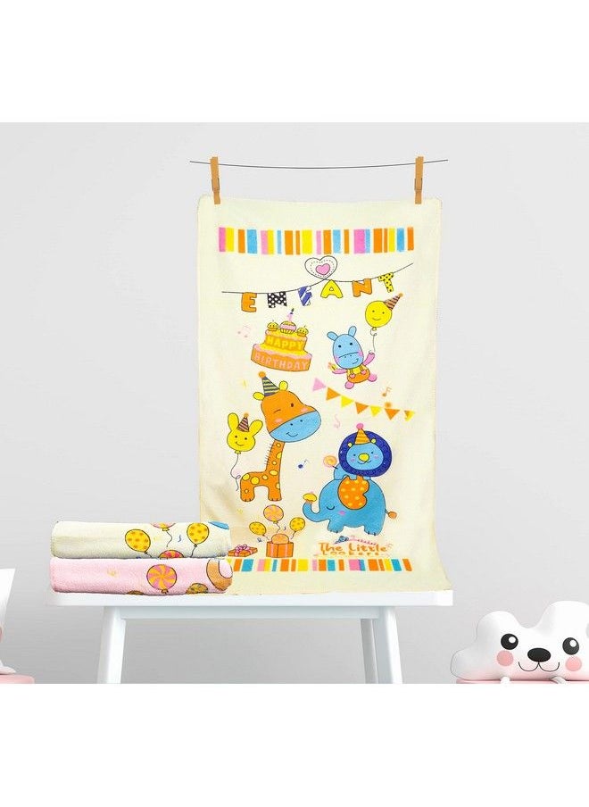 The Little Lookers - Towel For Newborn Baby Kids; Super Soft Baby Bath Towel Set For Infants Bathing Accessories; (02 Years) (Pink & Lemon Pack Of 2(48X84Cm)) - Image 1