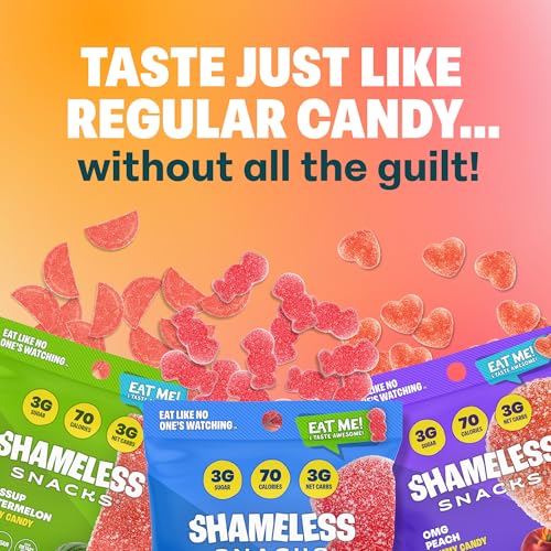 Shameless Snacks Fan Favorites Bundle  Sour Candy  Fruit Snacks Watermelon Candy  Gummy Candy Variety Pack Raspberry Peach Keto Snacks 3g Sugar Gluten Free Vegan - Image 5