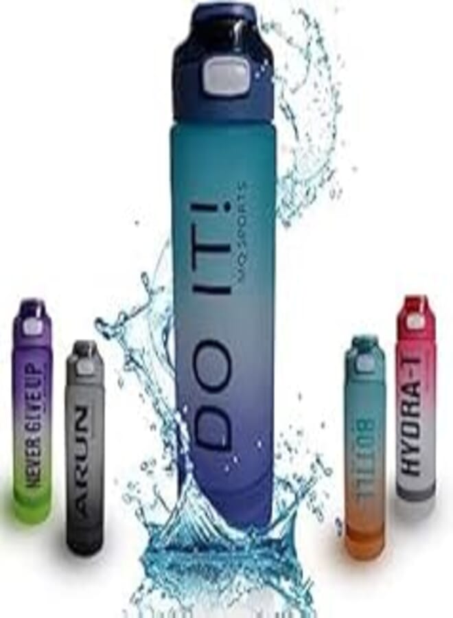 Sports Water Bottle 1L, BPA Free Leak-proof Motivational Water Bottle for Travel, Fitness, Outdoor Sports, Home, School, Gym, Yoga &Office- (multi colour)