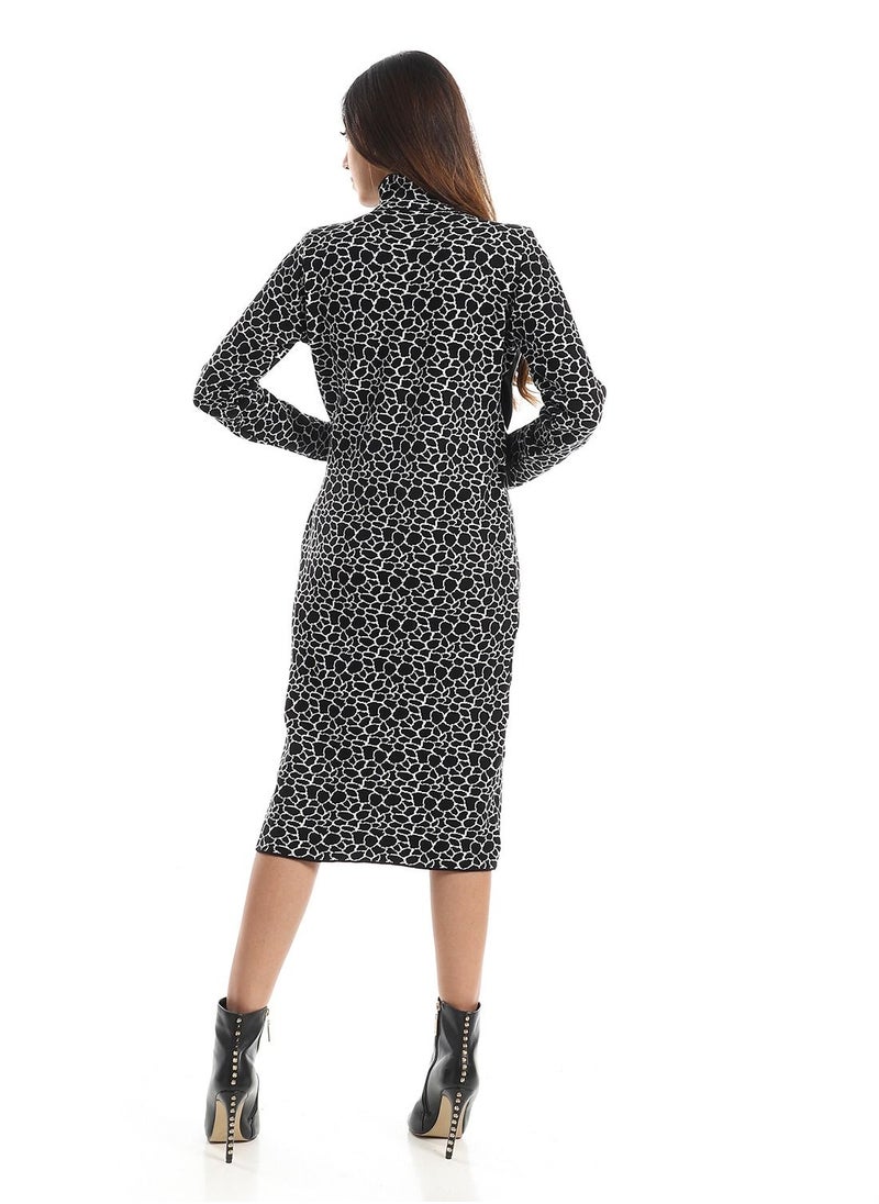 Caesar - WomenCasual Wool Short Dress With Leather Design - Image 1
