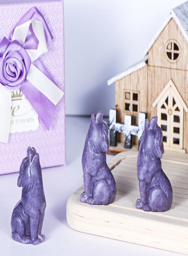 Artistone Crystal Wolf Statue, 2" Hand Carved Healing Wolves Decor for Home Office Ornament Gemstone Pocket Animal Figurine with Gift Case for Men,Women (Purple Lepidolite) - Image 4