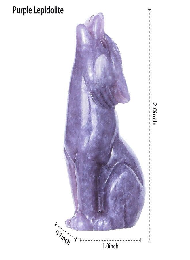 Artistone Crystal Wolf Statue, 2" Hand Carved Healing Wolves Decor for Home Office Ornament Gemstone Pocket Animal Figurine with Gift Case for Men,Women (Purple Lepidolite) - Image 2