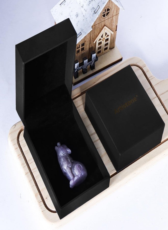 Artistone Crystal Wolf Statue, 2" Hand Carved Healing Wolves Decor for Home Office Ornament Gemstone Pocket Animal Figurine with Gift Case for Men,Women (Purple Lepidolite) - Image 5
