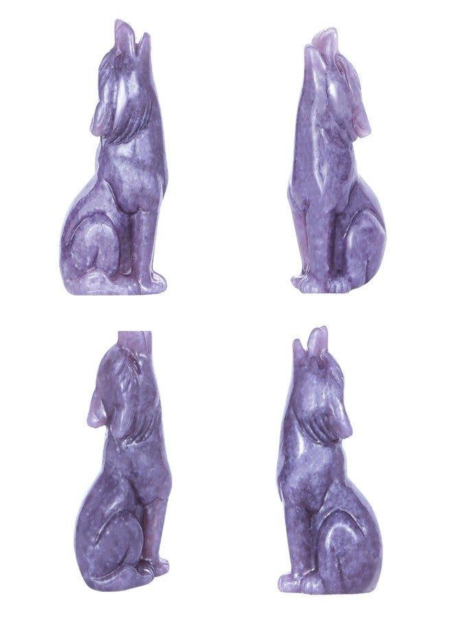 Artistone Crystal Wolf Statue, 2" Hand Carved Healing Wolves Decor for Home Office Ornament Gemstone Pocket Animal Figurine with Gift Case for Men,Women (Purple Lepidolite) - Image 3
