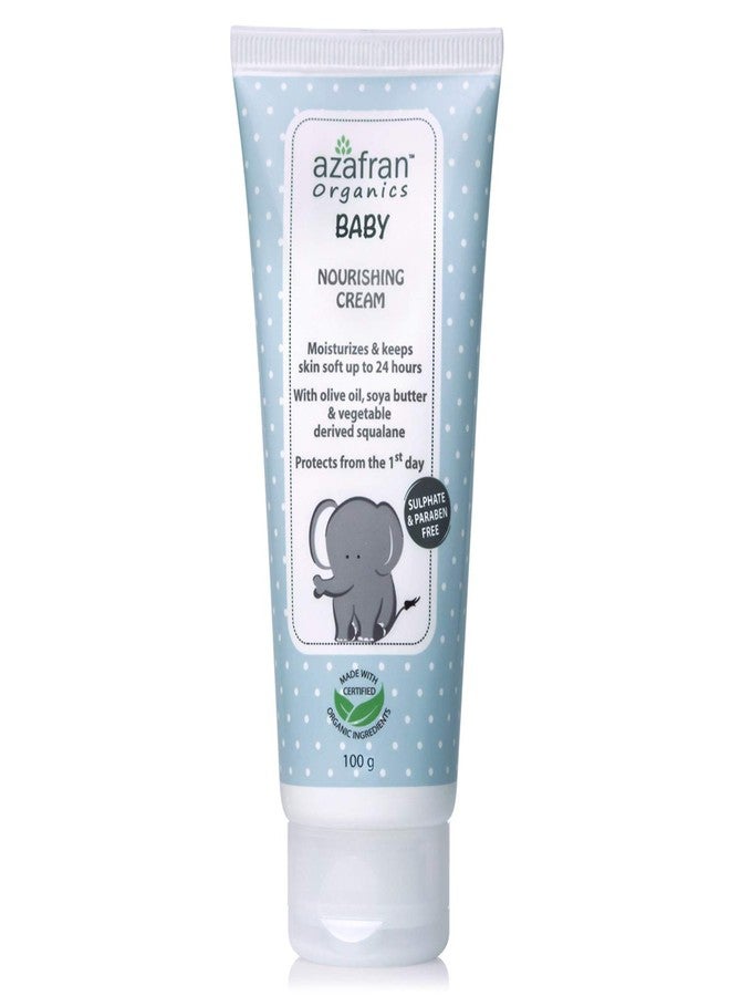 Azafran Organics Baby Skin Moisturizer for Soft Skin, Clinically Tested, Gentle Nourishing Cream With Soya Butter, Olive Oil, Vegetable Squalane, Certified Organic Ingredients, 100g - Image 1