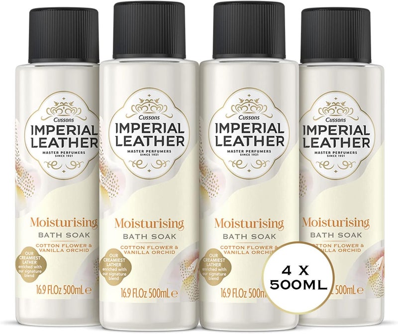 Imperial Leather Moisturising Bath Soak Cotton Flower Vanilla Orchid Rich Creamy Bubble Bath Gentle Body Skin Care Bulk Buy Pack of 4 x 500ml