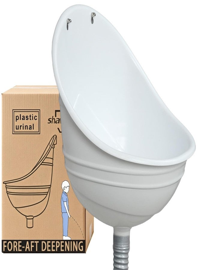 shawoo Waterless Urinal Garage Urinal for Men Plastic Urinals for Men, Urine Diverter Outdoor Urinal Wall-Mounted Urinals for Men Bathroom, No-Drill Lnstallation Self-Adhesive Mens Urinal(White) - Image 1