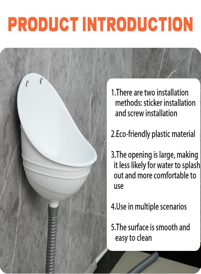 shawoo Waterless Urinal Garage Urinal for Men Plastic Urinals for Men, Urine Diverter Outdoor Urinal Wall-Mounted Urinals for Men Bathroom, No-Drill Lnstallation Self-Adhesive Mens Urinal(White) - Image 5