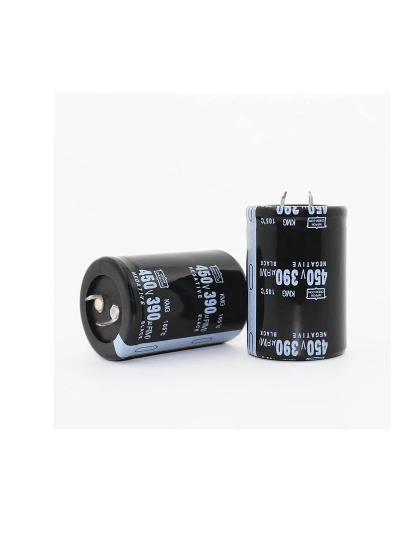 مكثف كهربائي من الألومنيوم، عبوة من قطعتين، 390UF، 450V 