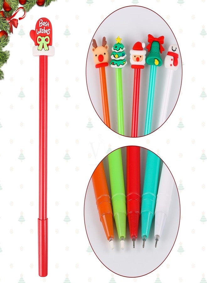 VEYLIN 30 Pcs Christmas Pens Bulk Gel Ink, Christmas Pens for Kids Cute Cartoon Xmas Tree Claus, Snowmans Reindeers Pen for Office School Holiday Party - Image 4
