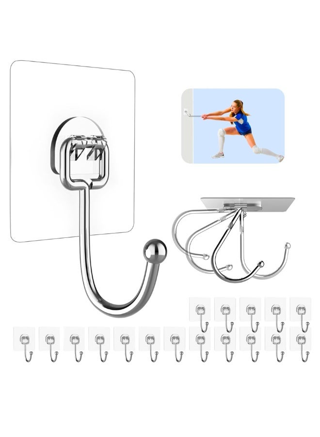 20 Pack Adhesive Wall Hooks – Heavy Duty Sticky Hooks for Hanging up to 20kg, No-Drill Self-Adhesive Hangers for Bathroom, Kitchen, Door & Home Organization – Transparent, Waterproof Wall Holders - Image 1